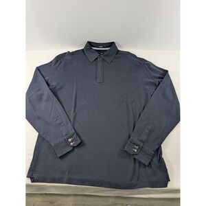 TOMMY HILFIGER Long Sleeve Shirt Mens - Navy Blue 1/4 Zip Dress Casual M Medium